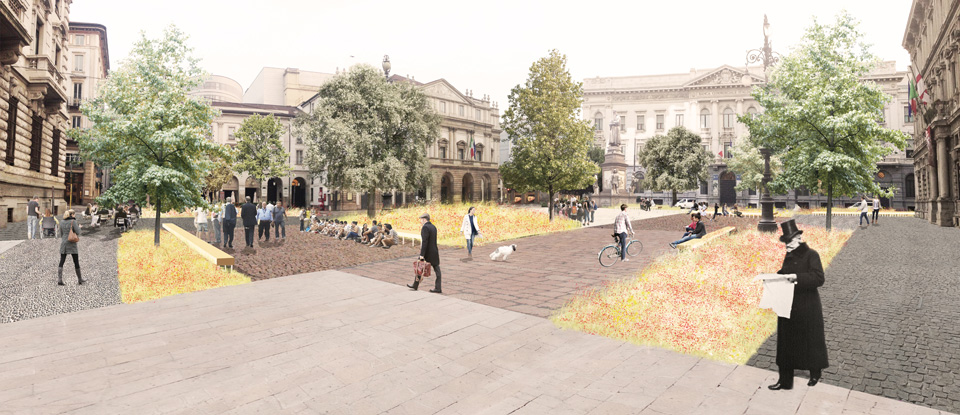 propuesta de espacio público y paisaje urbano para la Piazza della Scala-nmba! arquitectura y paisaje